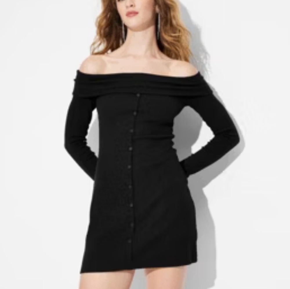 Black Long Sleeve Mini Bodycon Dress